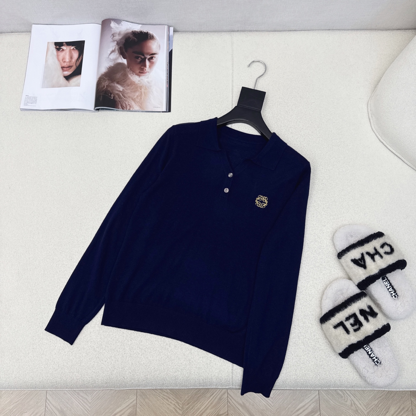 Loe 25Ss————早秋最新款logo刺绣羊毛上衣 🤍减龄学院风 敲实穿 单穿打底都OK 叠穿更加时