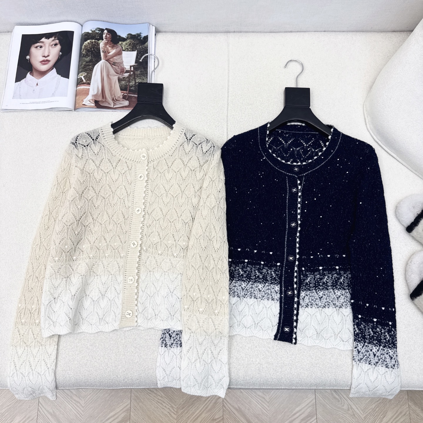 C家 25Ss————秋冬最新款撞色拼接圆领针织开衫 🖤定制羊毛Buling纱线 圆领简洁百搭 质感柔软