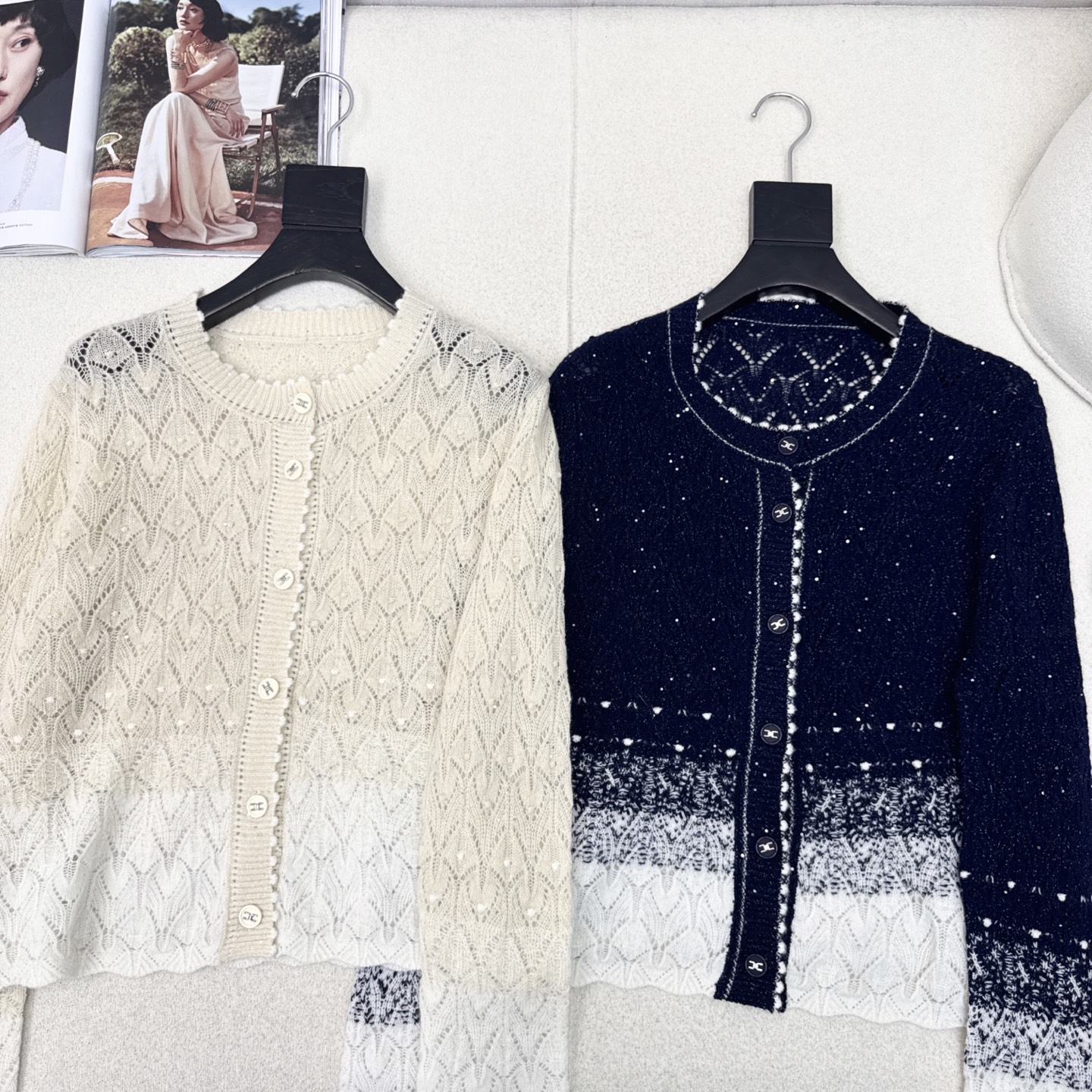 C家 25Ss————秋冬最新款撞色拼接圆领针织开衫 🖤定制羊毛Buling纱线 圆领简洁百搭 质感柔软