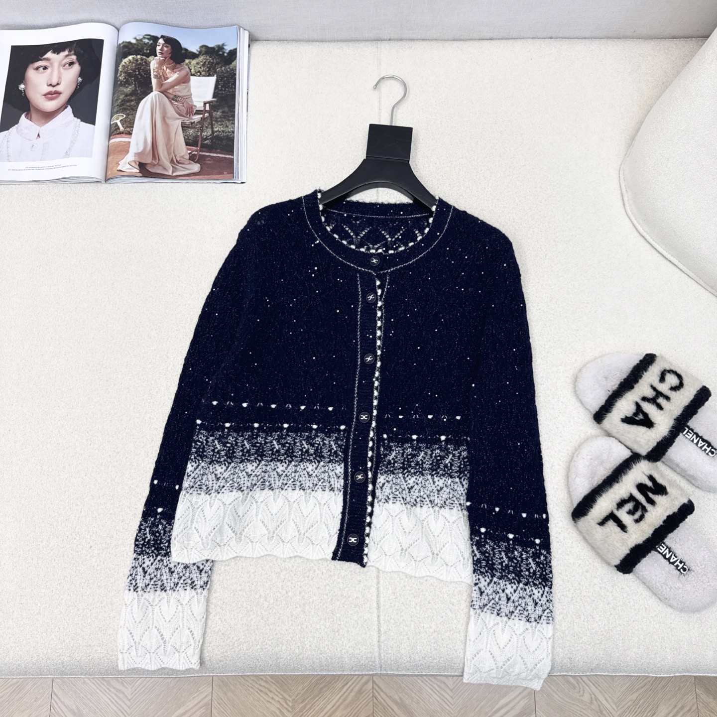 C家 25Ss————秋冬最新款撞色拼接圆领针织开衫 🖤定制羊毛Buling纱线 圆领简洁百搭 质感柔软