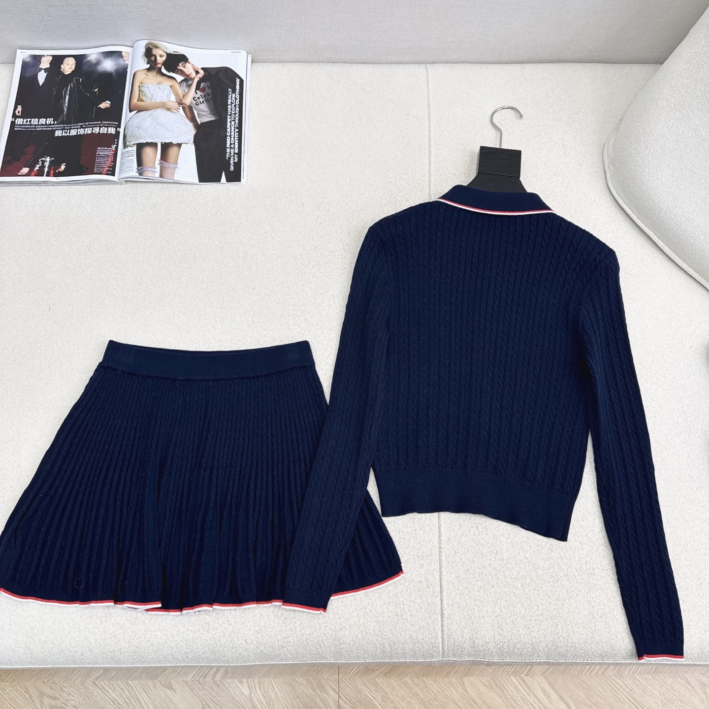 腔调感老钱风 RL 25Ss————秋冬最新款减龄小马刺绣Polo套装🤍翻领针织衫+mini半裙 减龄修