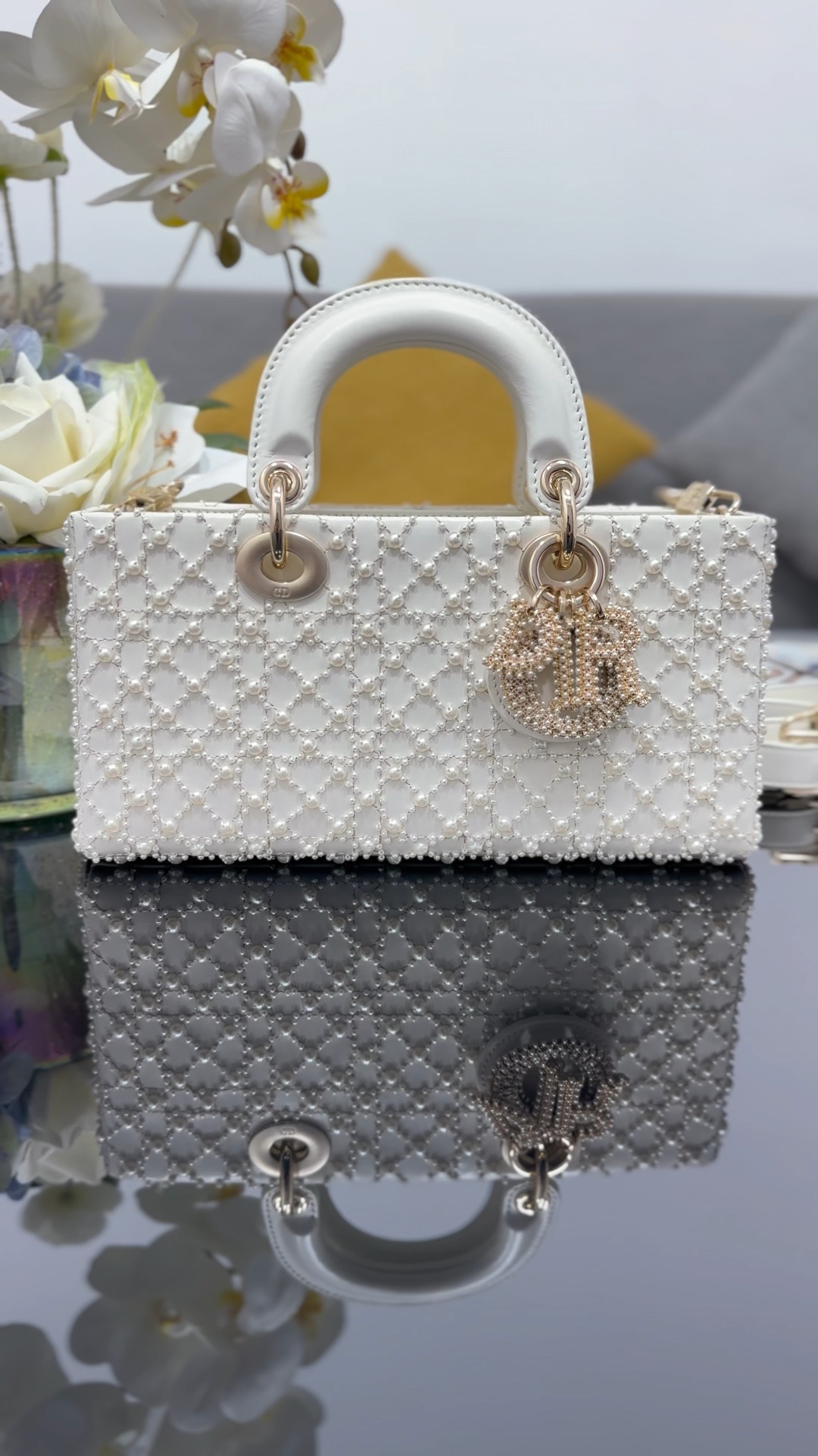 ❤️ Modelo horizontal de 26 cm con bordado de media perla, color blanco, edición limitada
