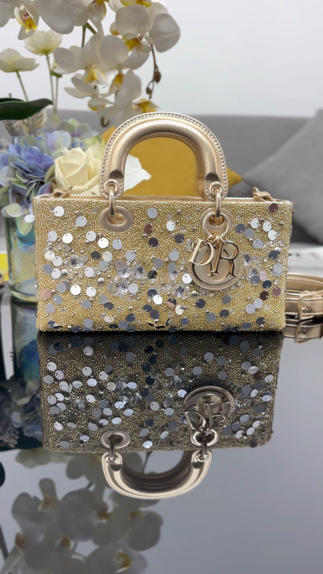 ❤Nuevo joy 26cm bordado con lentejuelas en dorado, edición limitada