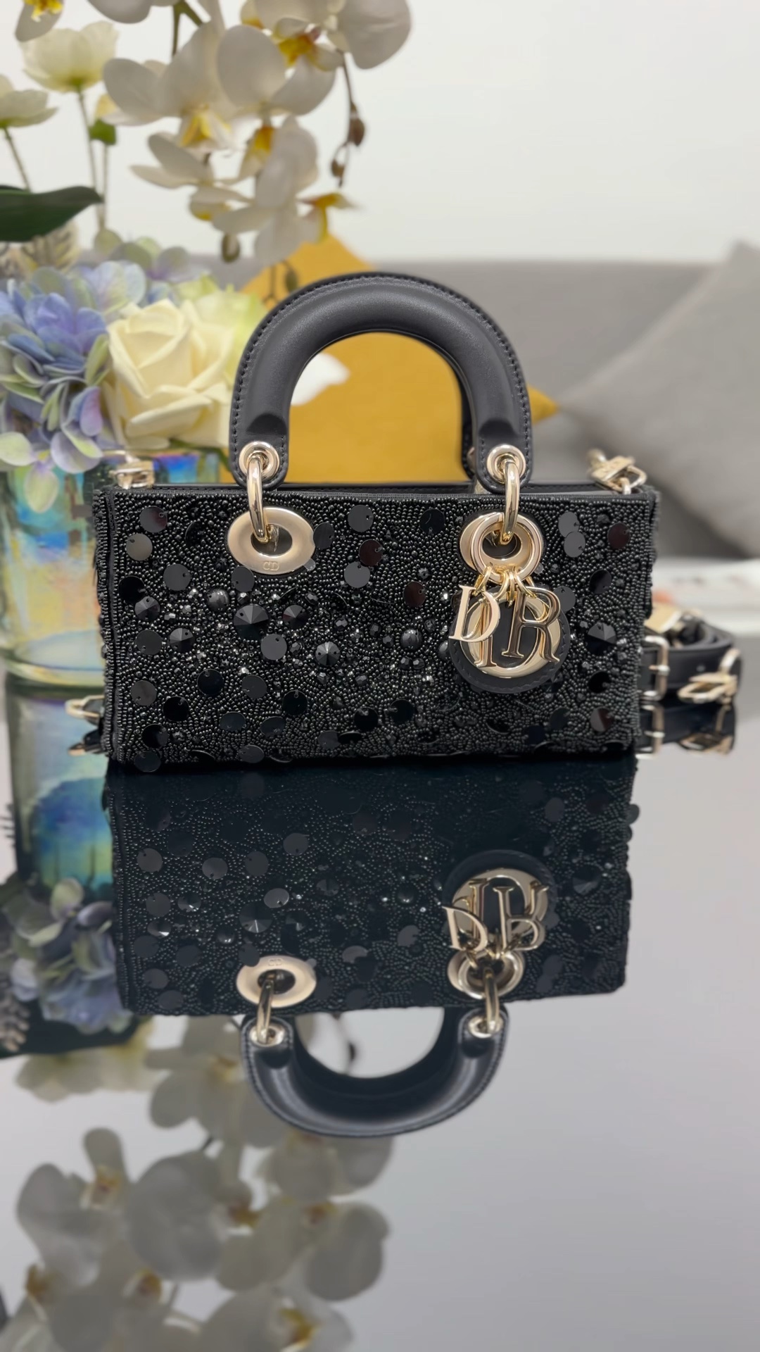 ❤Nuevo joy 22cm bordado con lentejuelas en negro, edición limitada