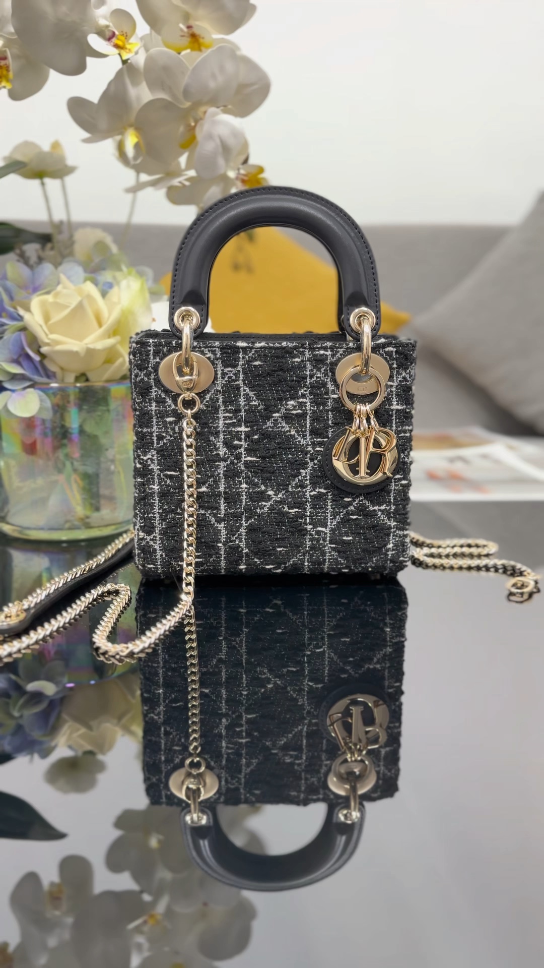 ❤️Nuevo estilo, tweed negro de tres cuadros, listo para la venta.