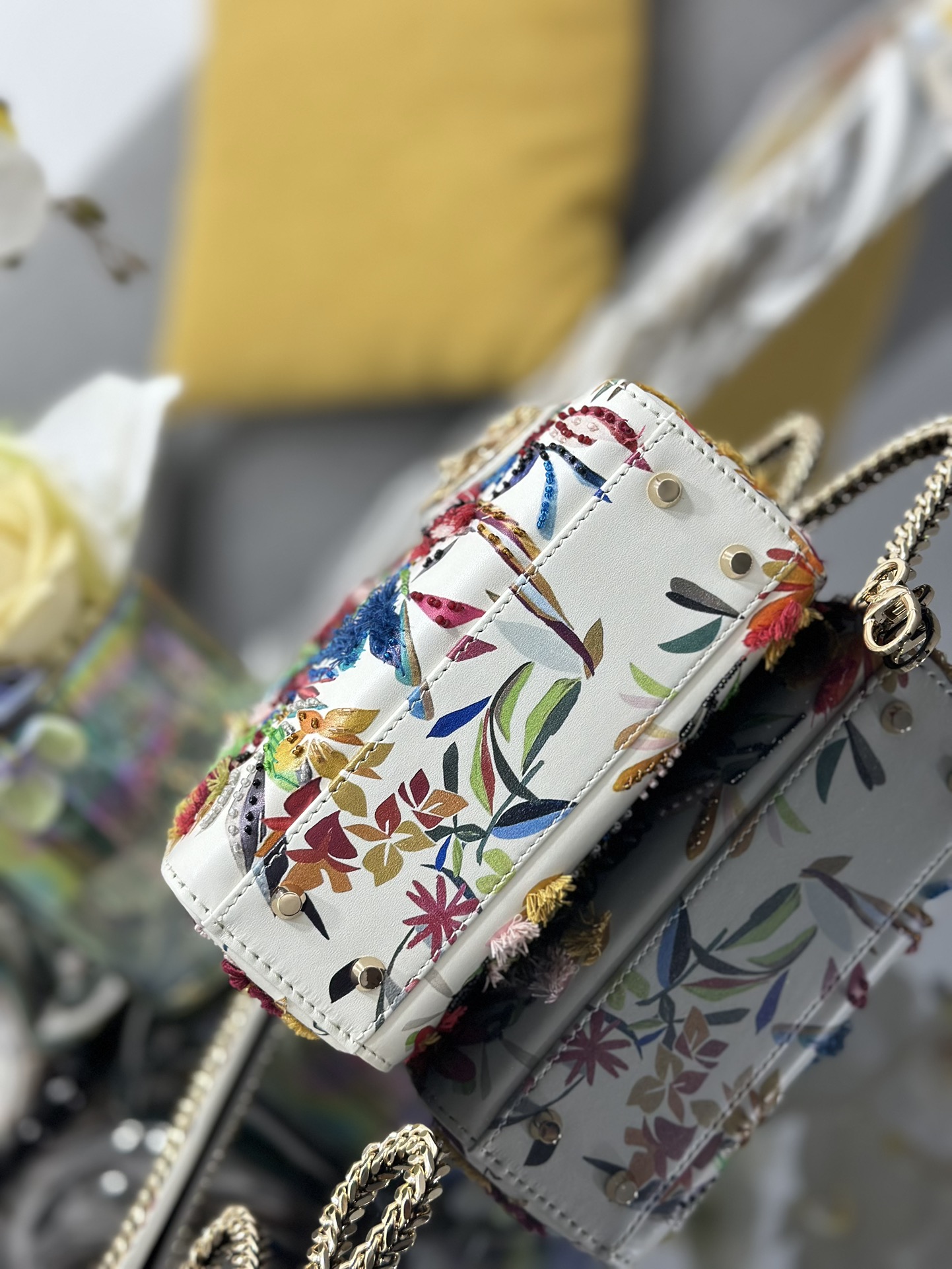 Lady Dior Mini Bag Parrot Beaded Embroidery Nude Calfskin with Chain 5 i1752251578 1232 4