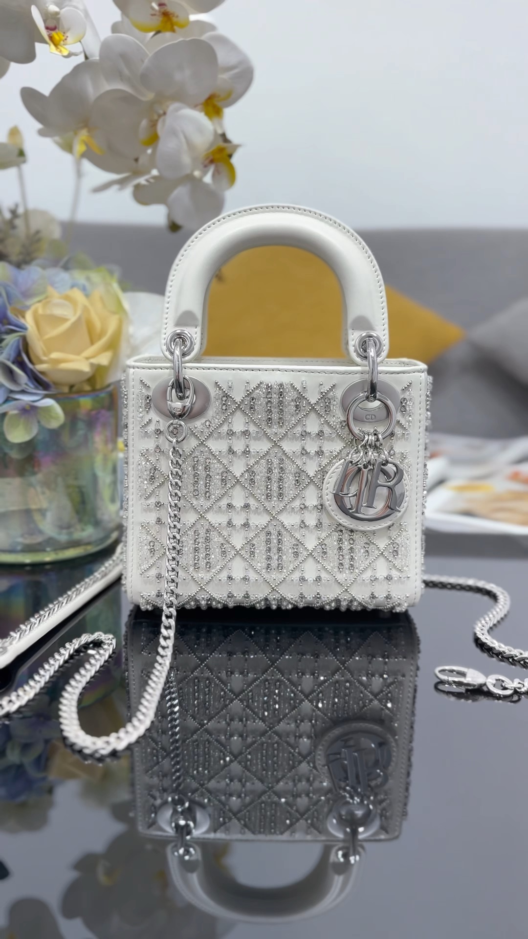 ❤️Nuevo modelo, cuentas de diamantes plateadas blancas bordadas en tres marcos, venta limitada