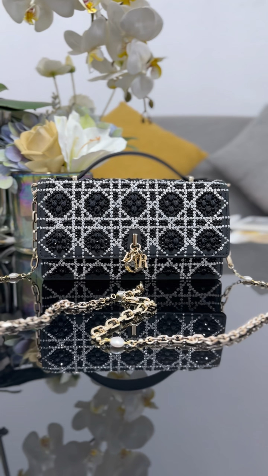 ❤️Nuevo modelo, bolso de cadena bordado cristal negro, venta limitada