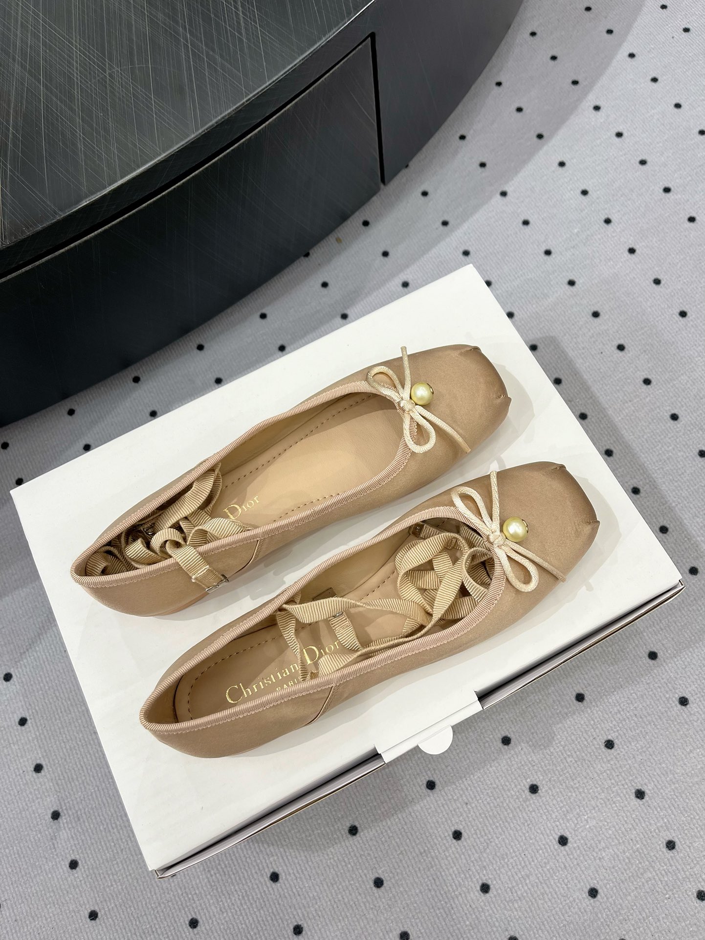 Dior 24FW Women's Silk Ballet Flats with Ribbon Detail - Elegant Comfort 9 i1719211512 1772 8