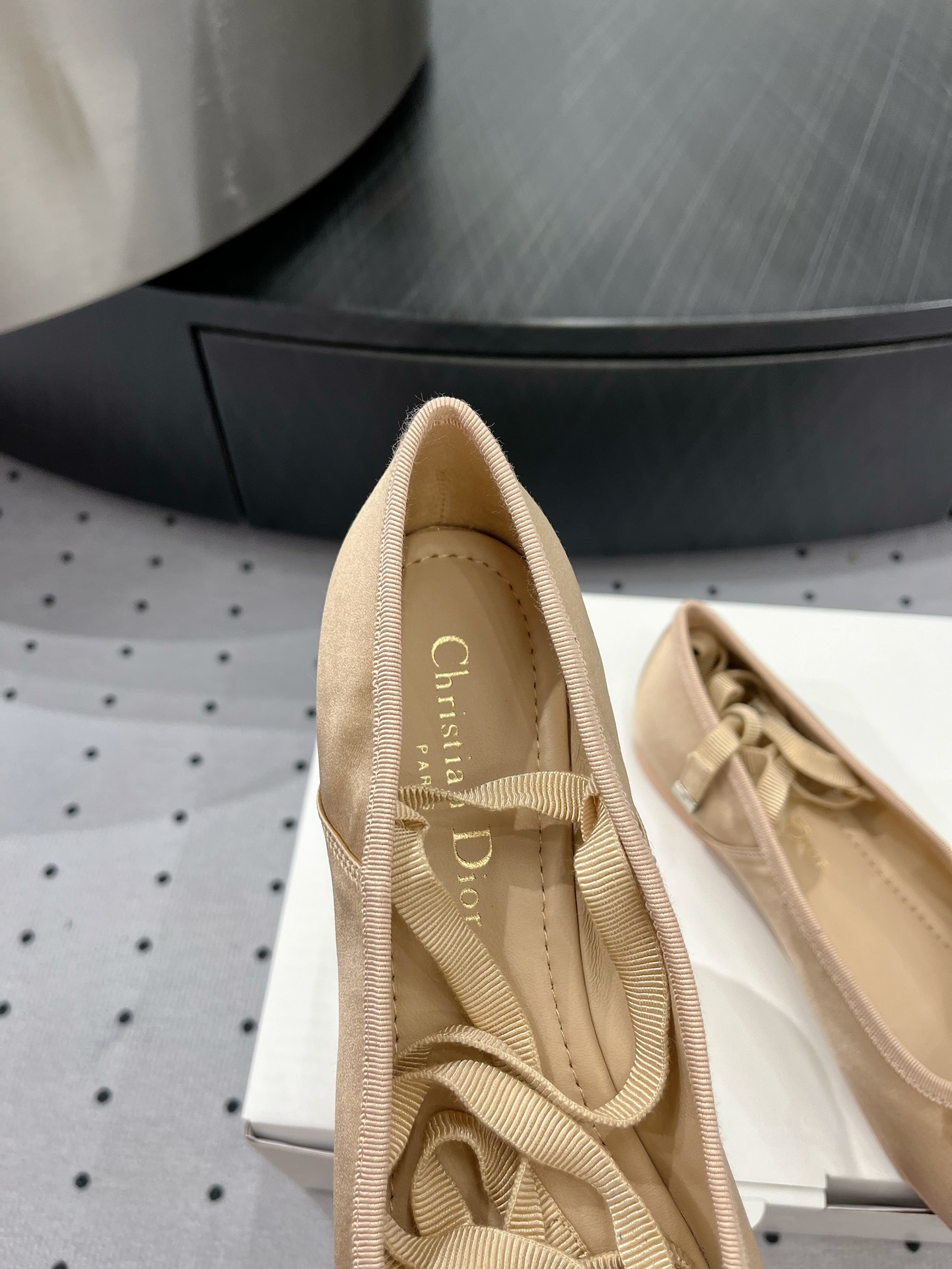 Dior 24FW Women's Silk Ballet Flats with Ribbon Detail - Elegant Comfort 5 i1719211512 5830 7