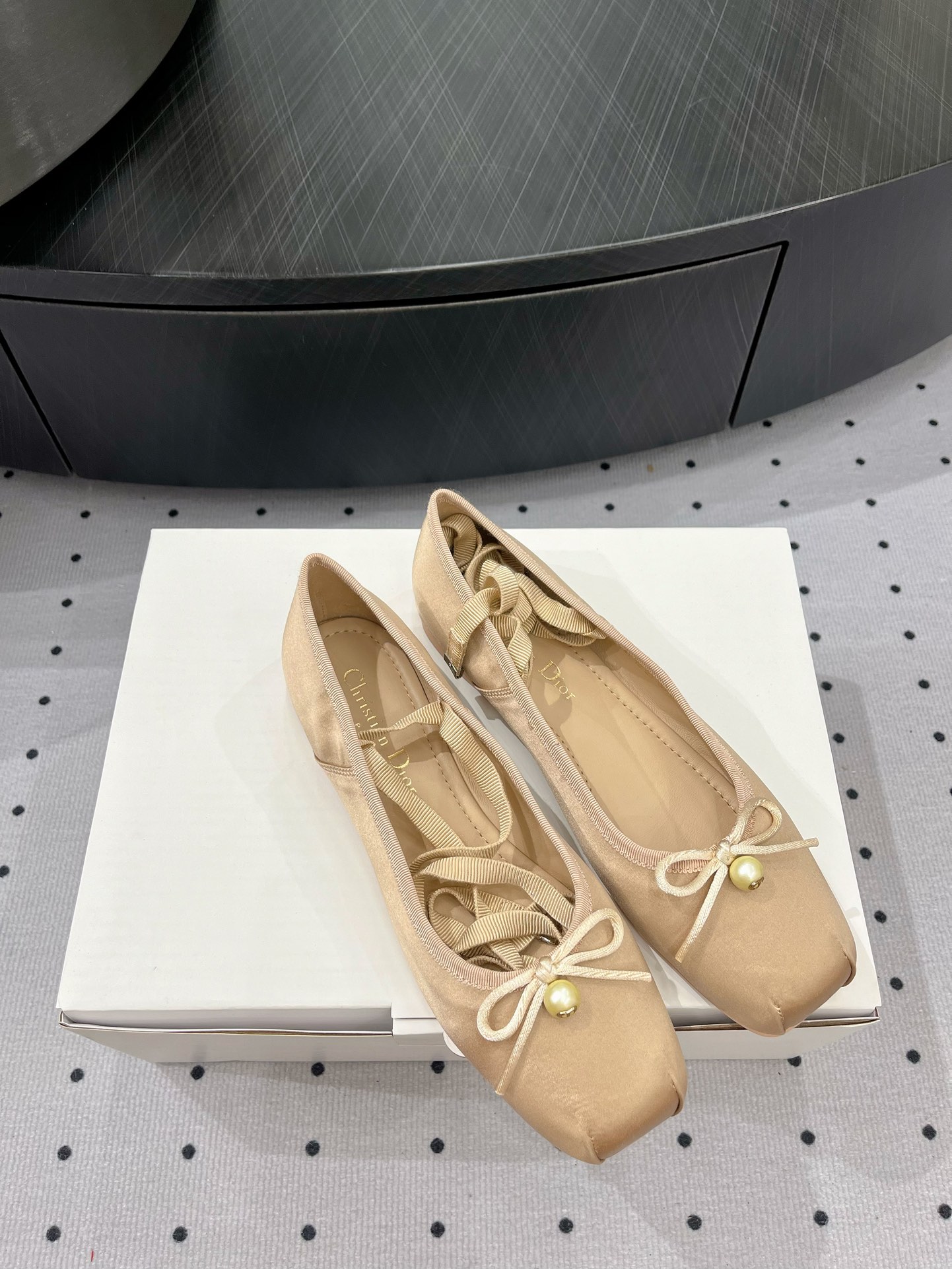 Dior 24FW Women's Silk Ballet Flats with Ribbon Detail - Elegant Comfort 2 i1719211512 913 6