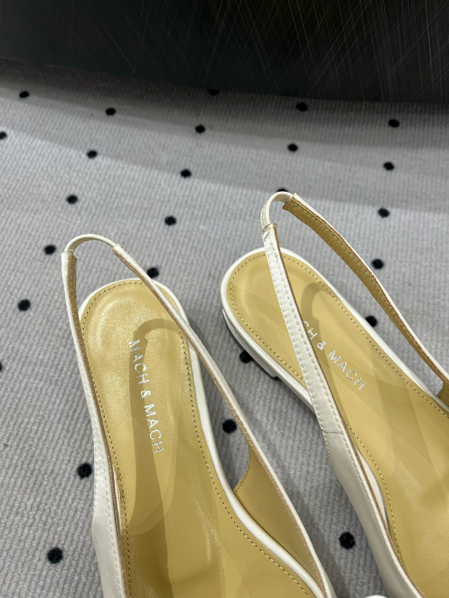 MACH & MACH Women's White Bow Slingback Silk Leather Pointed Toe Flats 5 i1733295923 4193 5