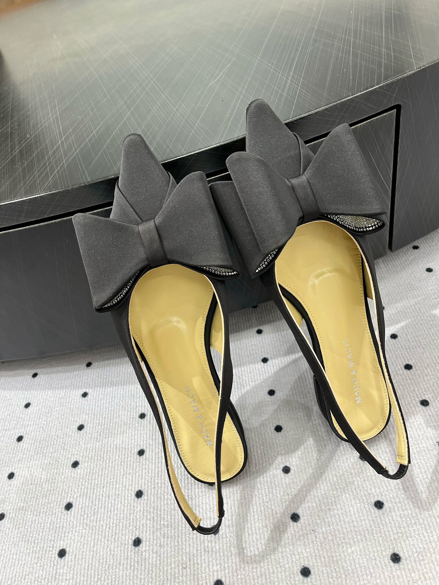 MACH & MACH Women's Elegant Black Silk Slingback Pumps with Bow Detail 9 i1733295970 1706 2