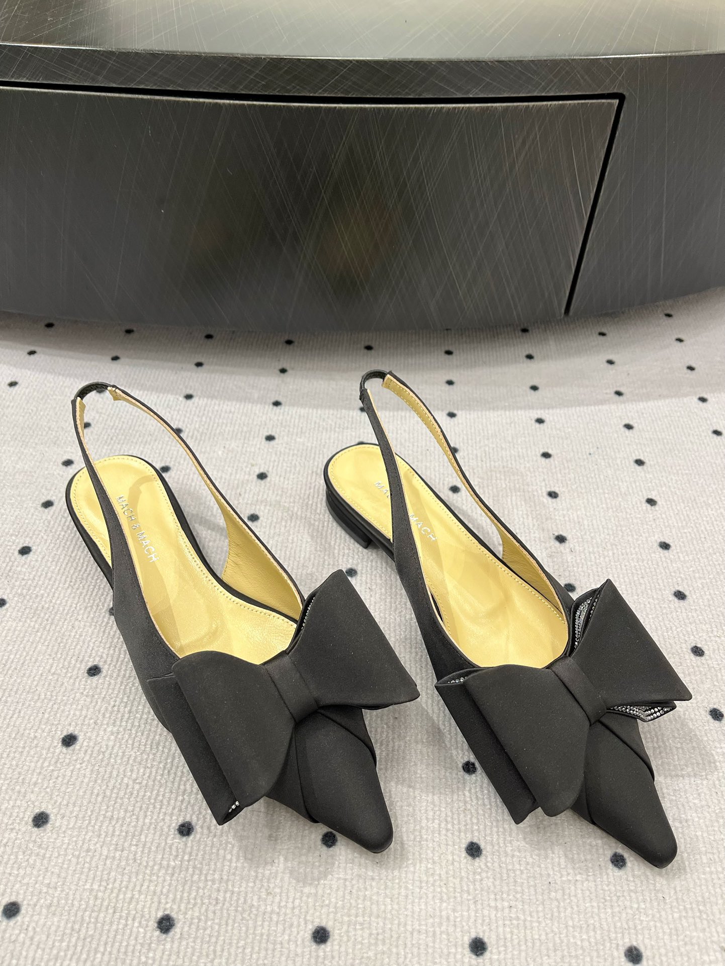 MACH & MACH Women's Elegant Black Silk Slingback Pumps with Bow Detail 10 i1733295970 4377 5