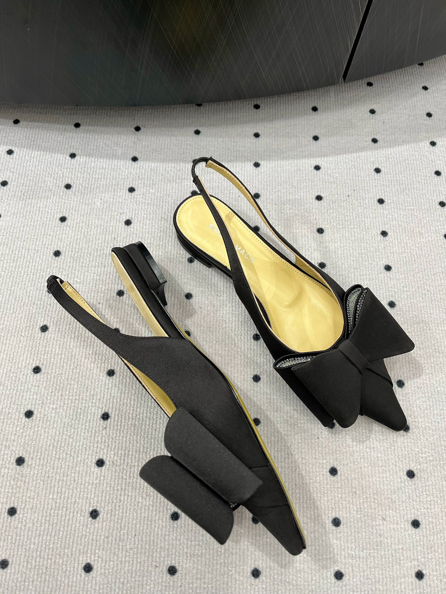 MACH & MACH Women's Elegant Black Silk Slingback Pumps with Bow Detail 7 i1733295970 466 7