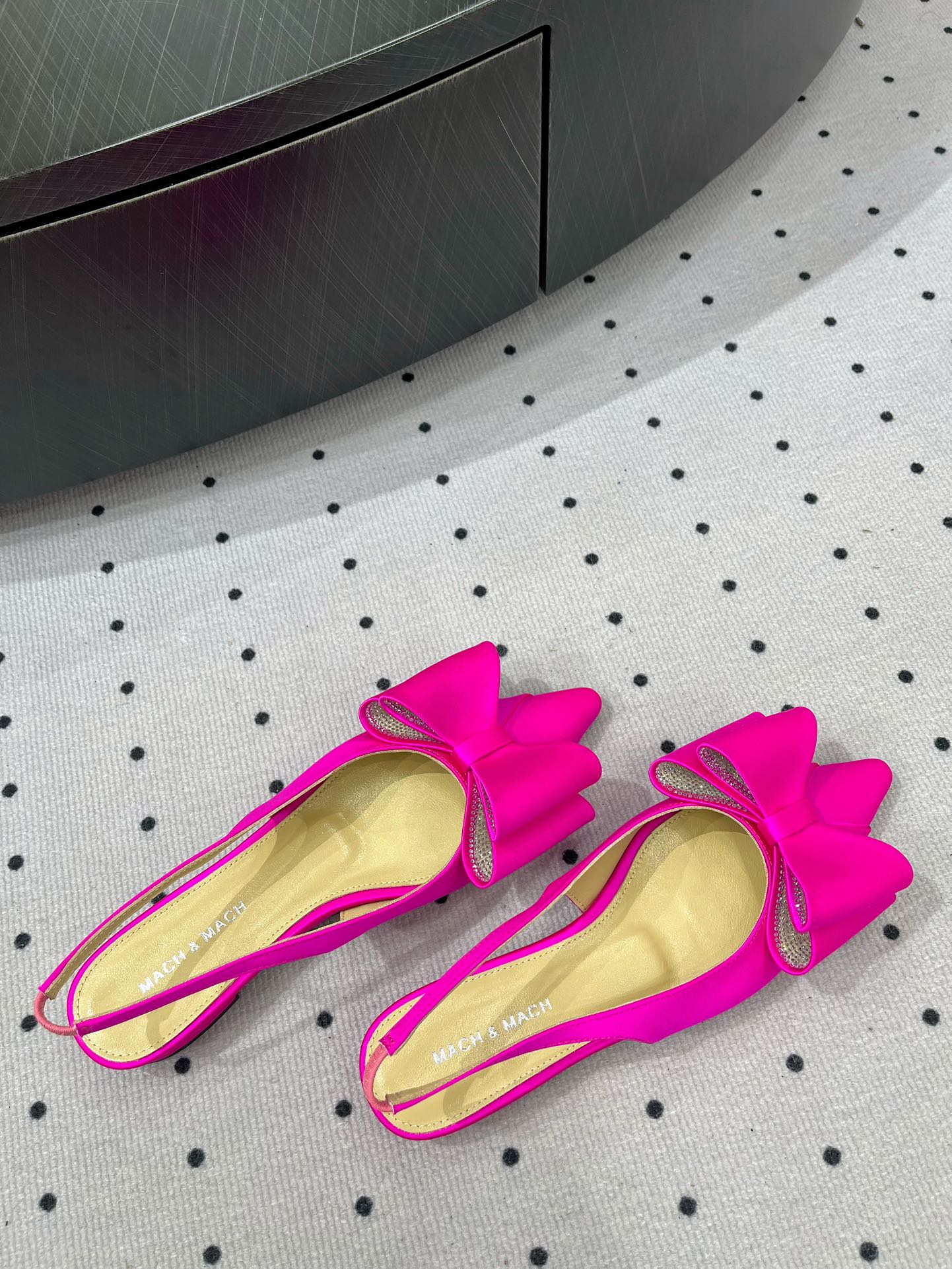 MACH & MACH Women's Pink Silk Slingback Heels with Bow Detail 8 i1733296059 6970 8