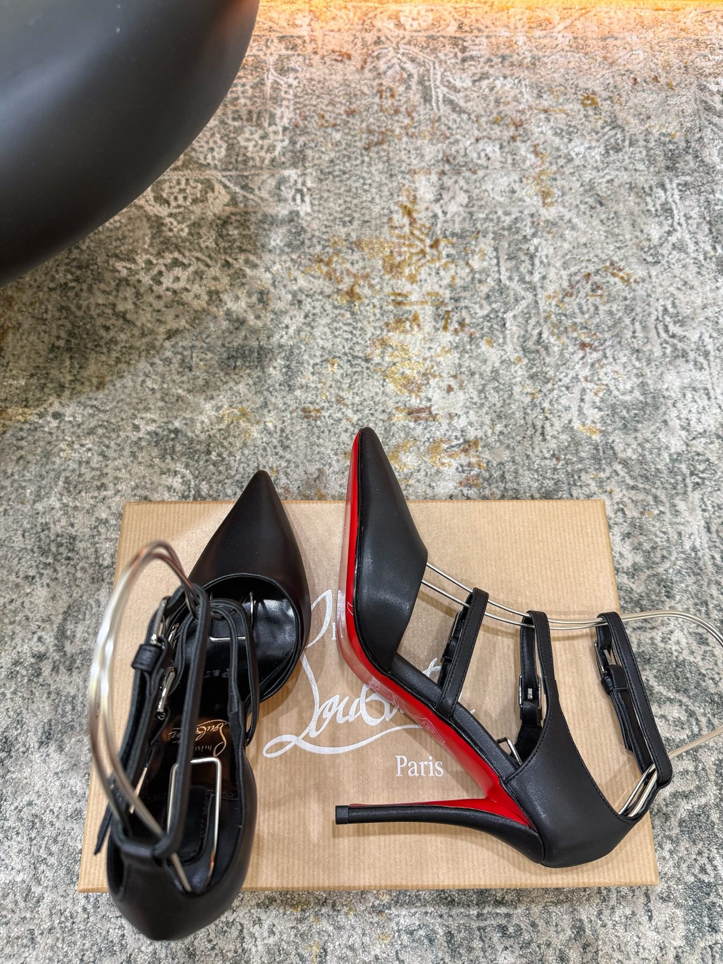 Christian Louboutin Black Multi-Strap Pumps