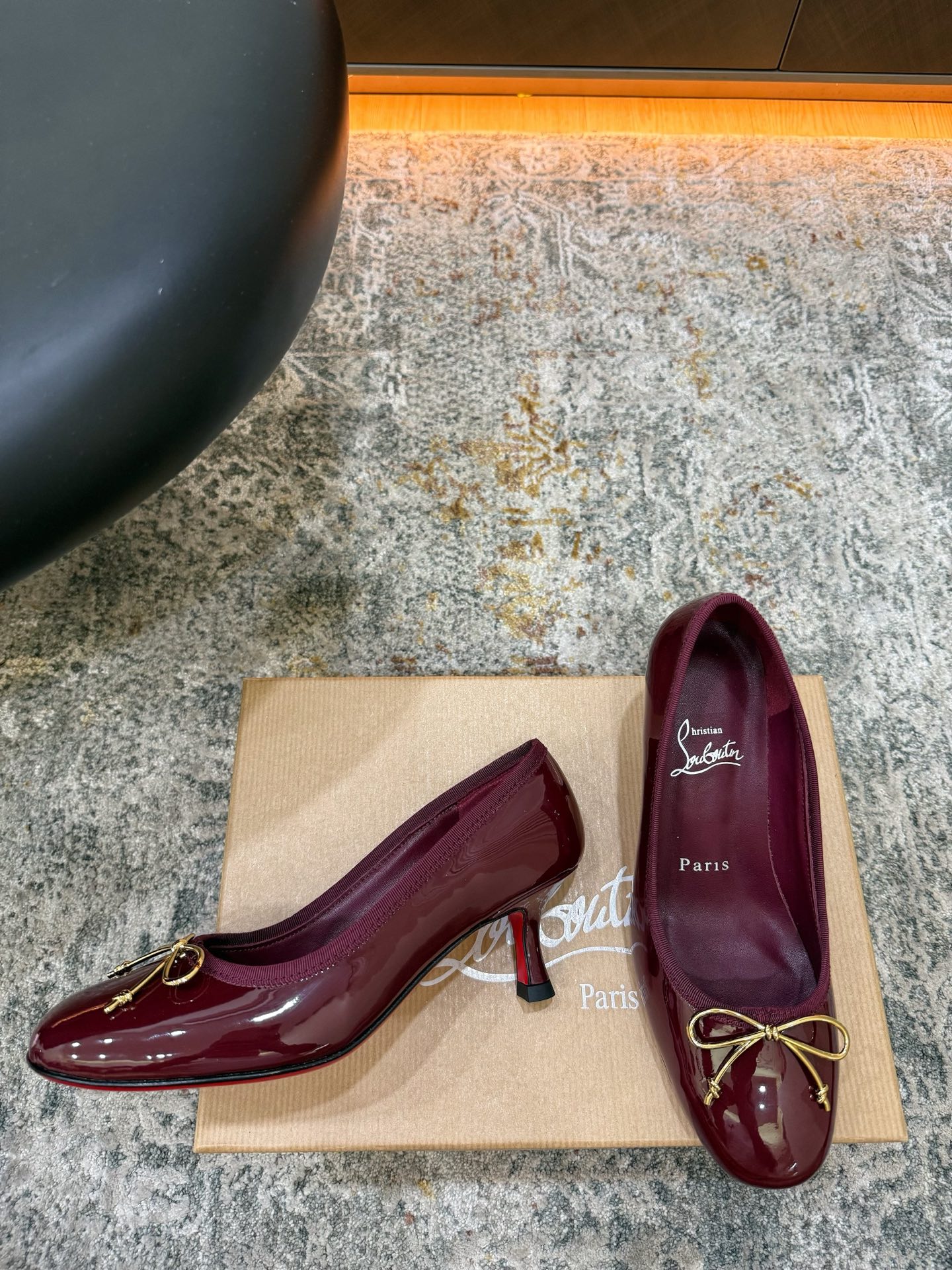 Christian Louboutin Burgundy Bow Pumps
