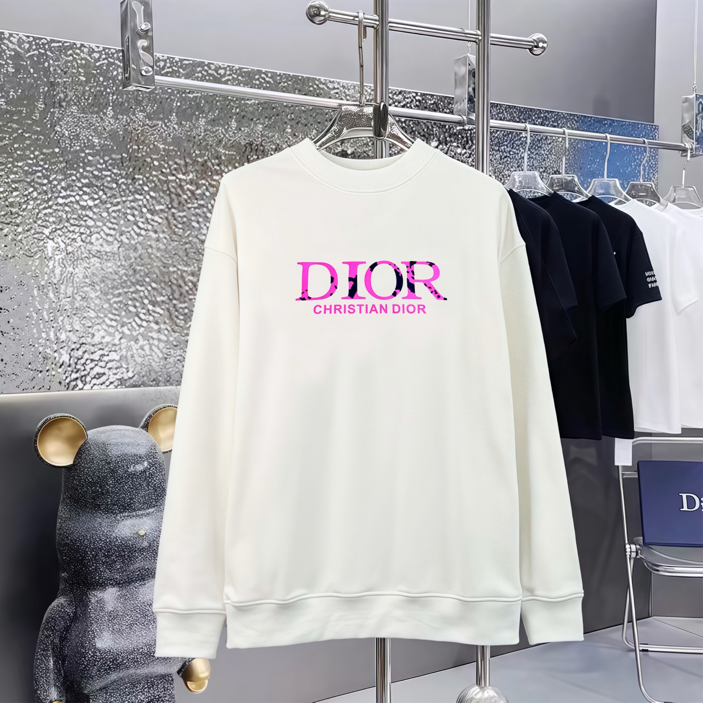 DIOR 迪奥印花丸首毛圈卫衣 男女同款 高品質純綿