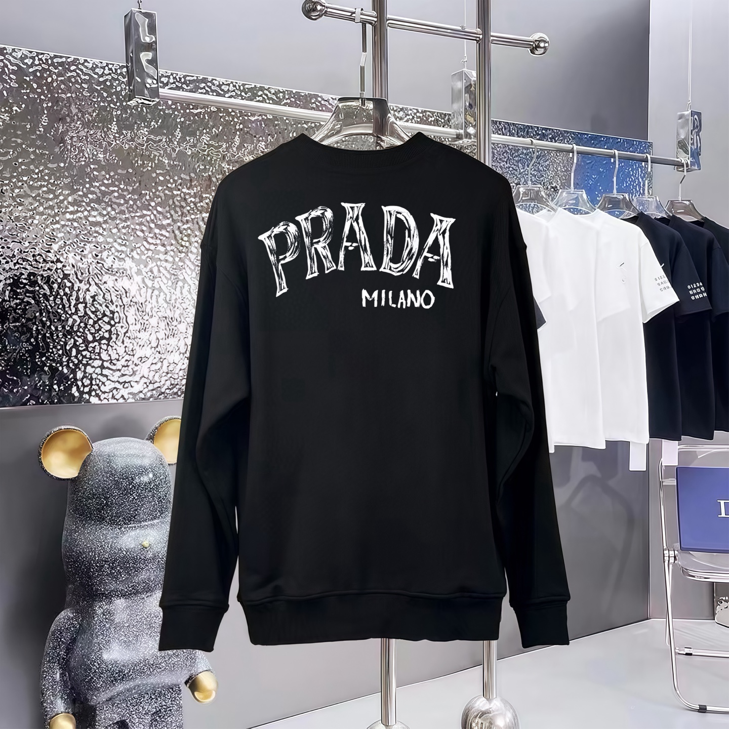 PRADA 普拉达印花丸首毛圈卫衣 男女兼用 高級素材