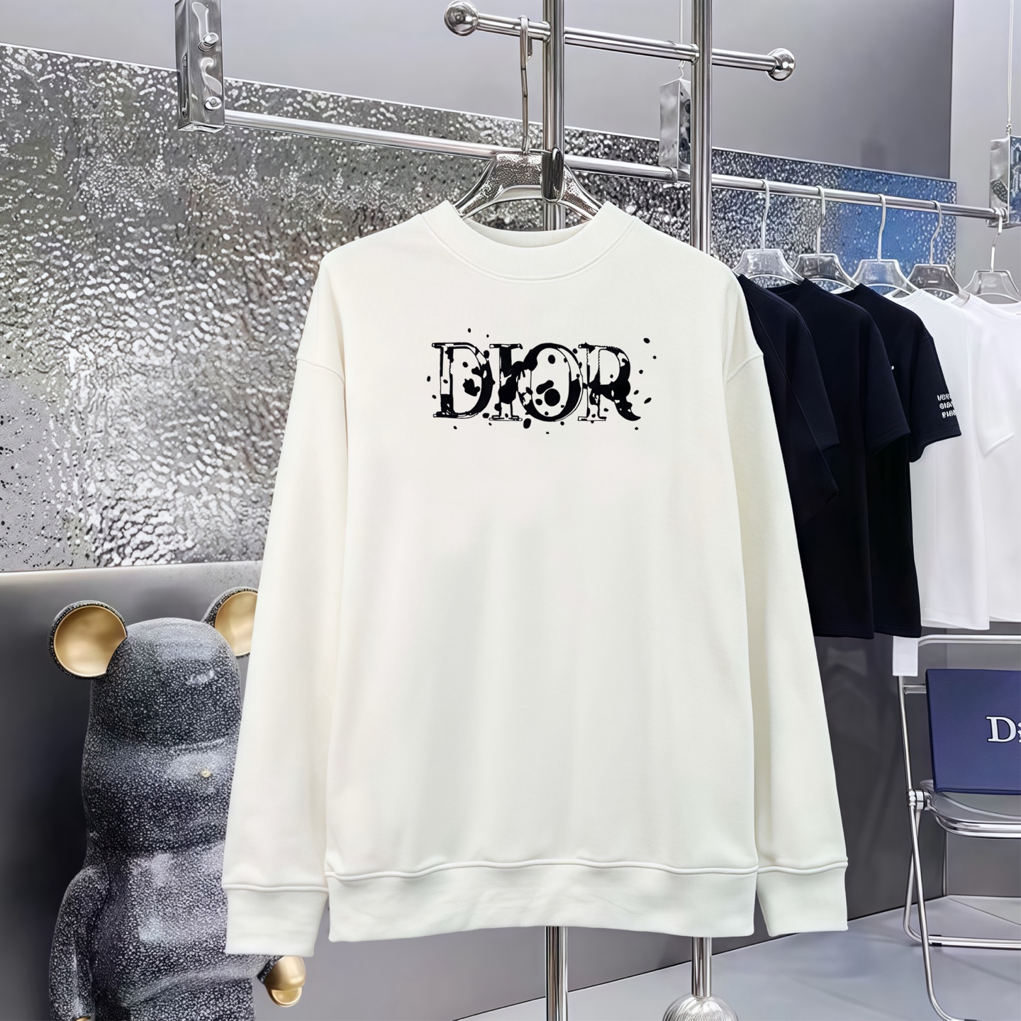 DIOR 迪奥印花圆领毛圈卫衣 男女共用 高品質コットン