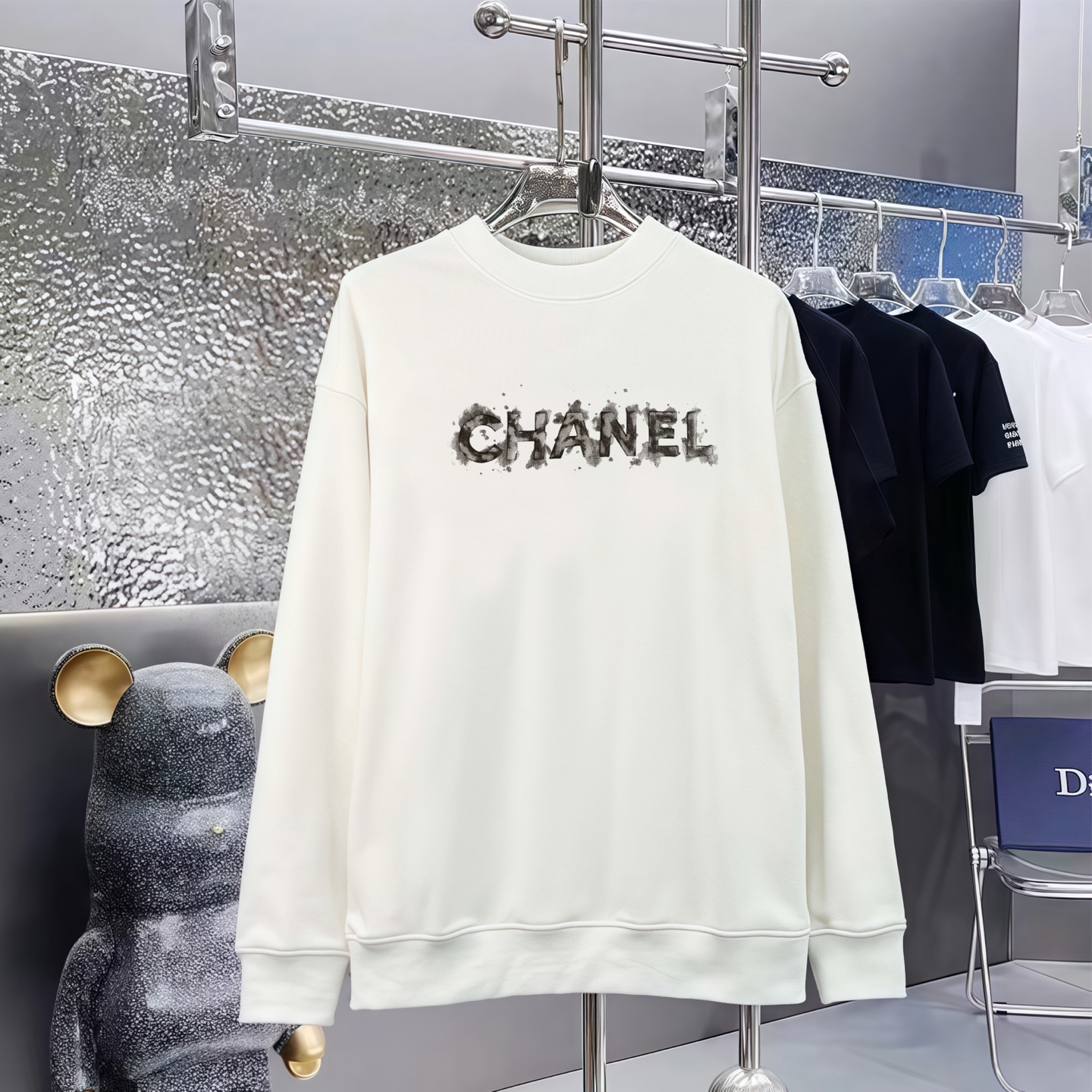 CHANEL 香奈儿印花純綿長袖Tシャツ - 男女兼用、快適なフィット感