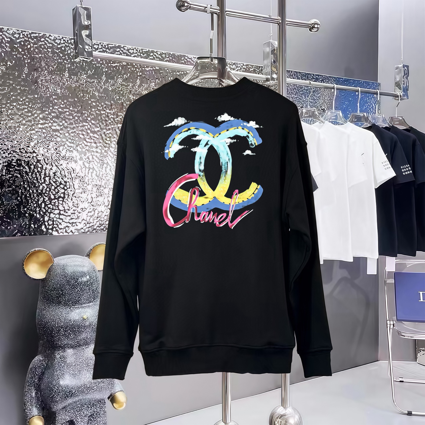 CHANEL 香奈儿印花純綿長袖スウェットシャツ 男女共用