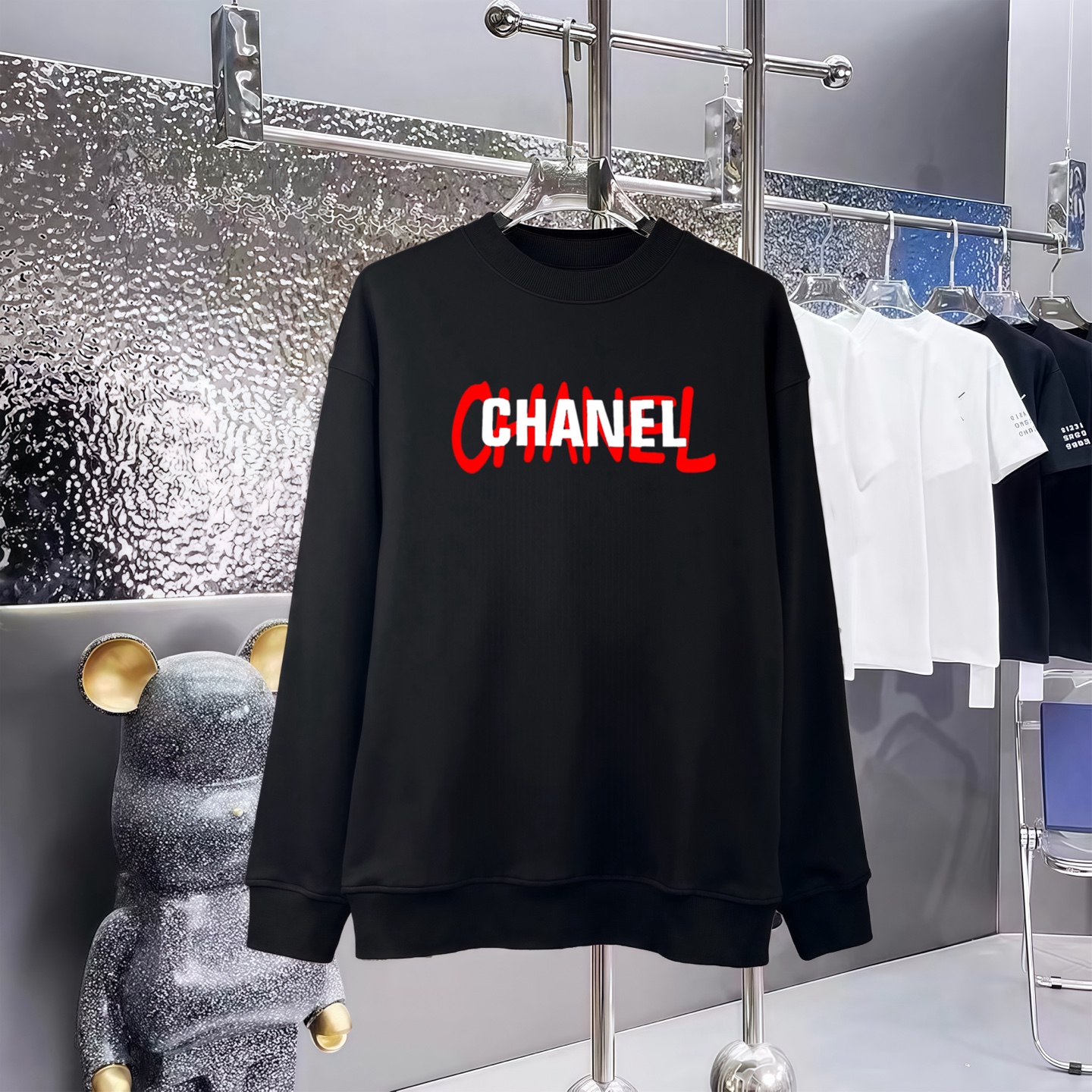 CHANEL 香奈儿印花純綿長袖Tシャツ 男女兼用 高重さ素材
