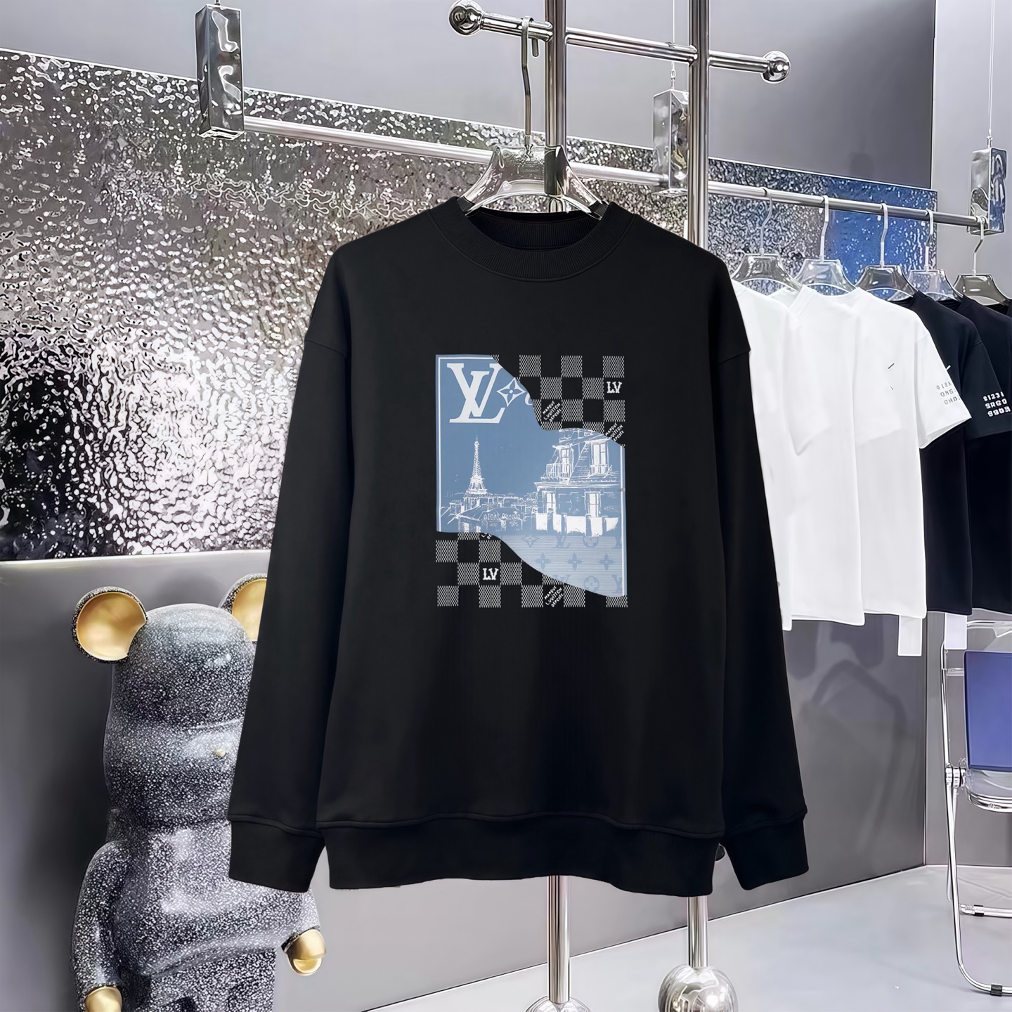 LOUIS VUITTON 路易威登印花丸首毛圈卫衣 男女共用