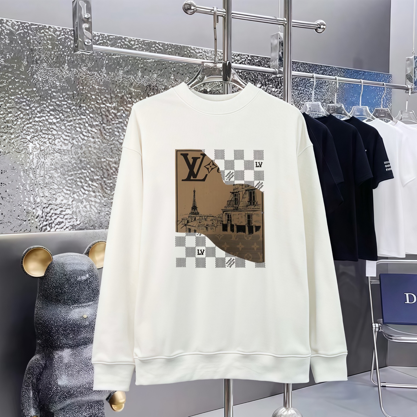 LOUIS VUITTON 路易威登印花丸首毛圈卫衣 男女共用