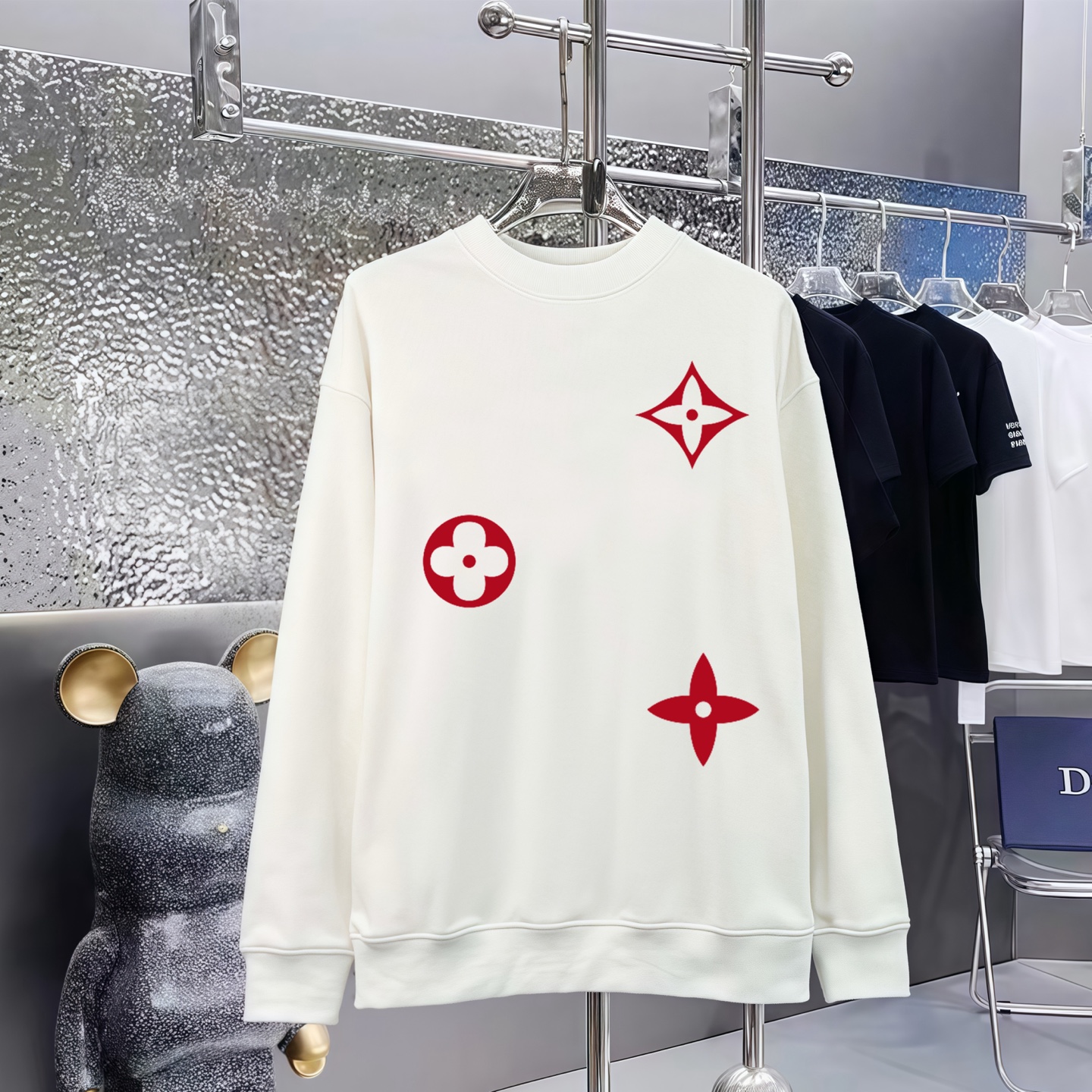 LOUIS VUITTON 路易威登印花圆领毛圈卫衣 男女兼用 高品質純コットン