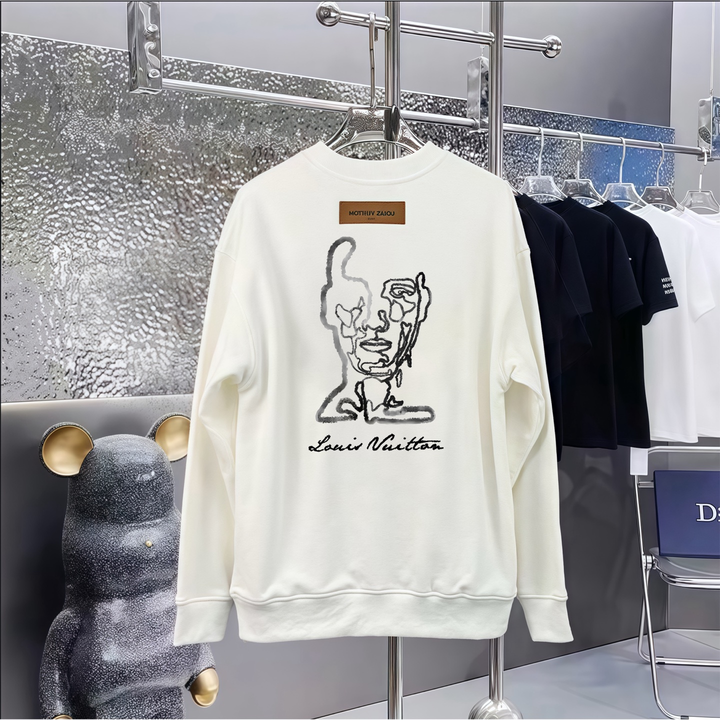 LOUIS VUITTON 路易威登印花丸首毛圈卫衣 男女兼用 420克純綿素材