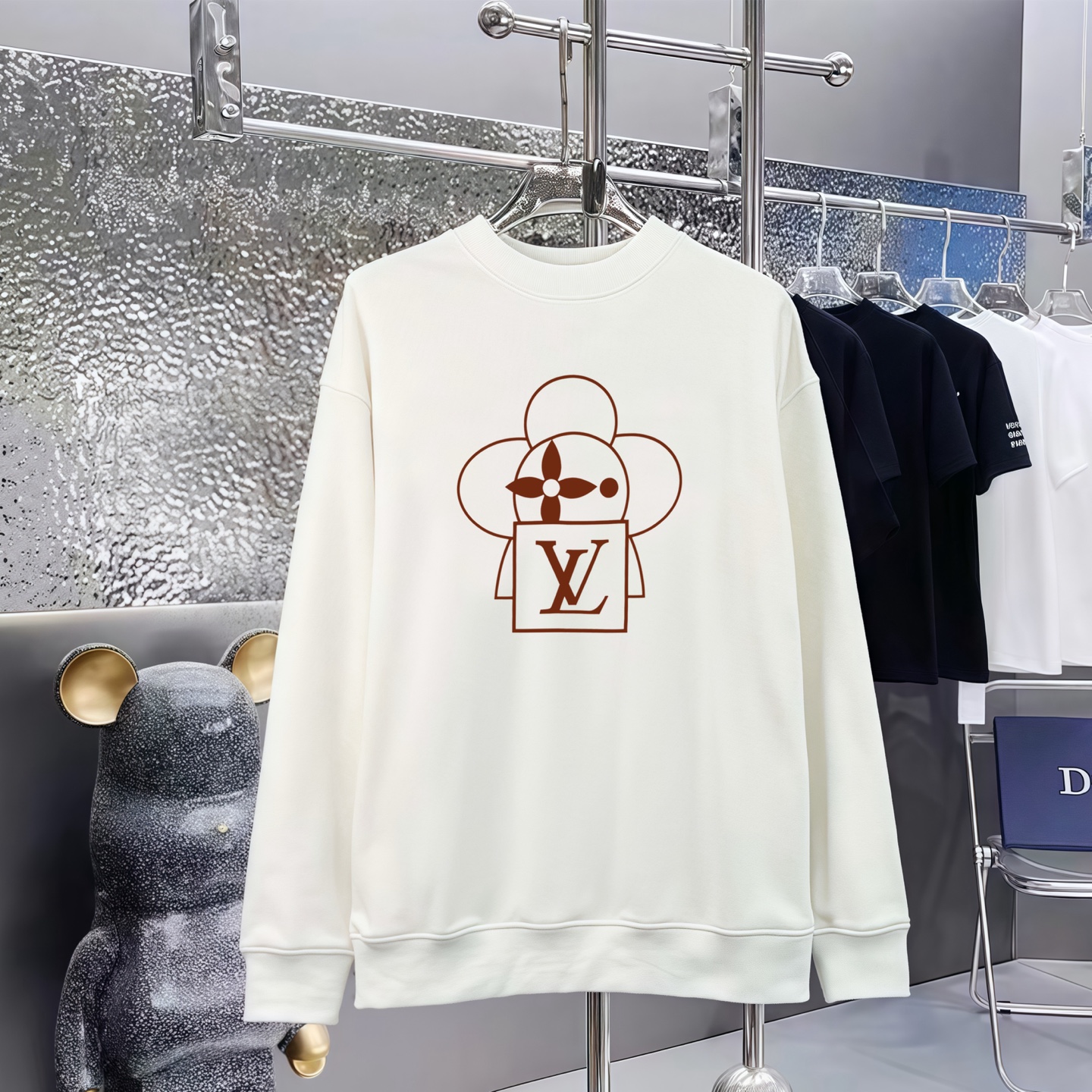 LOUIS VUITTON 印花丸襟毛圈衛衣 男女兼用 高品質