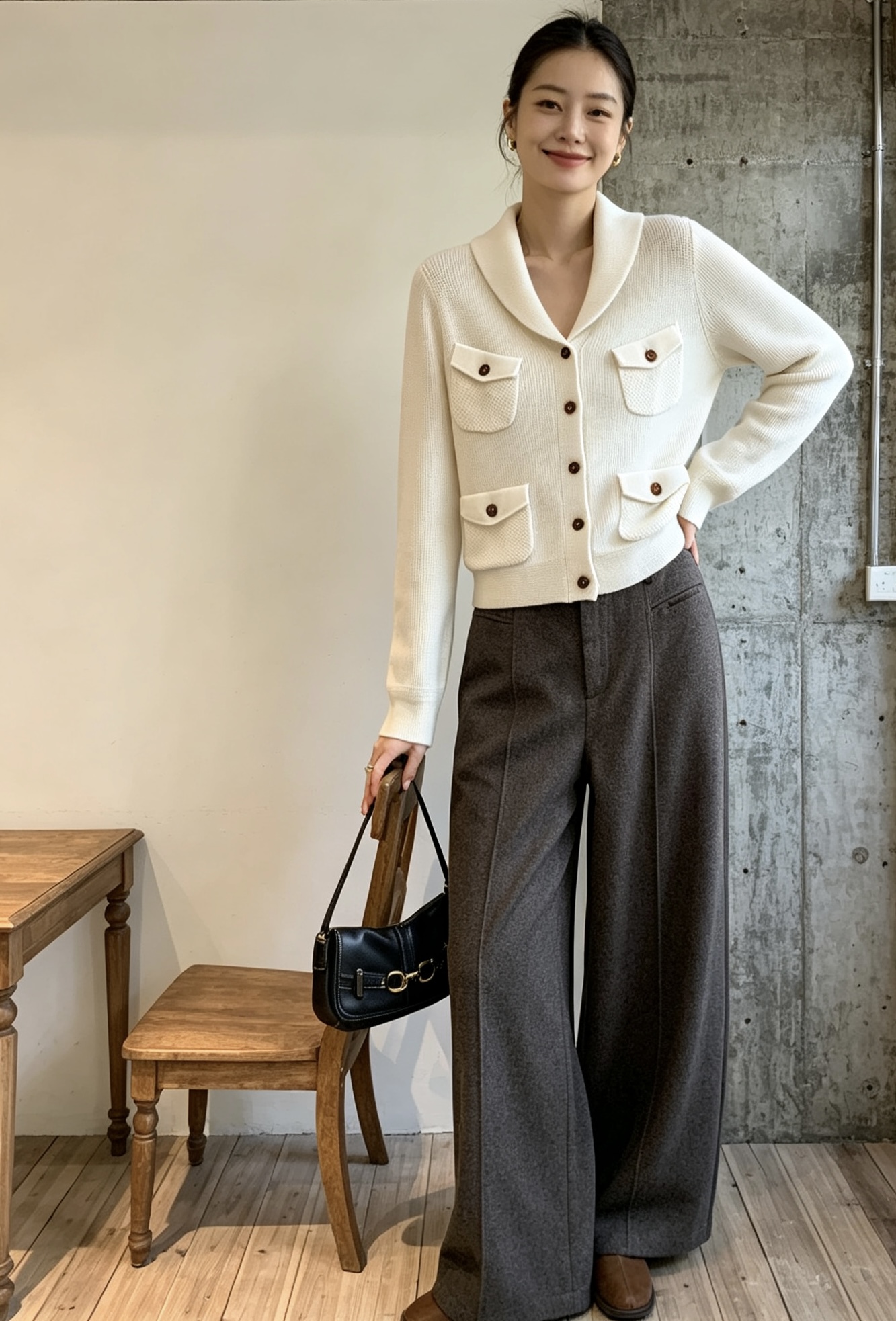 Bottega Veneta Cream Pocket Cardigan