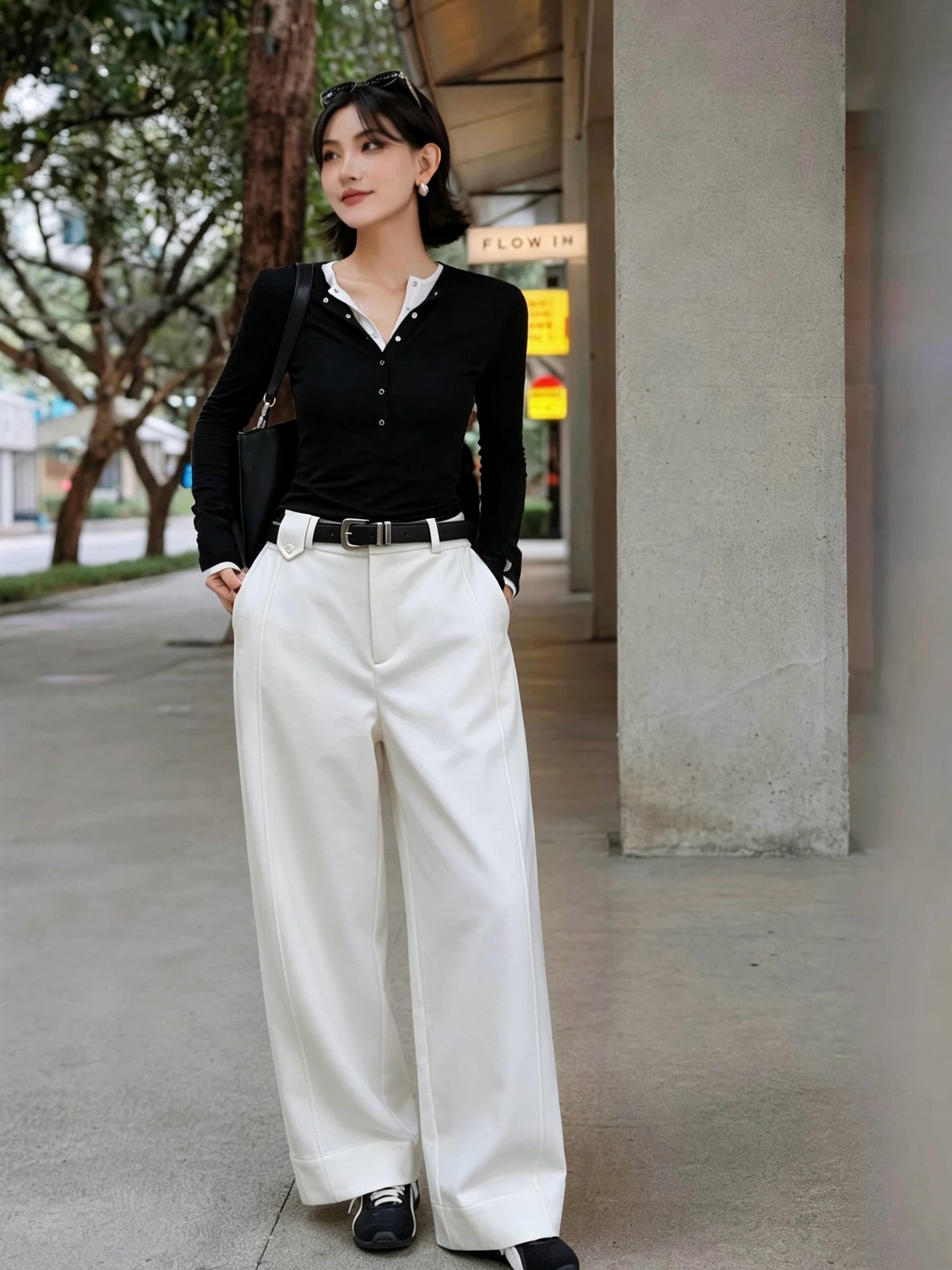 Bottega Veneta White Belted Trousers