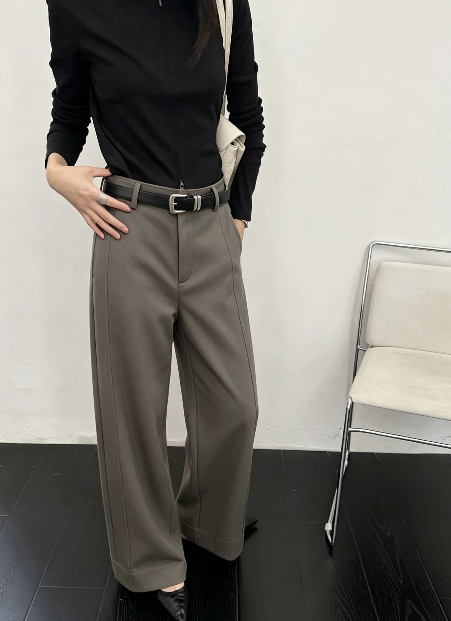Bottega Veneta Gray Belted Trousers