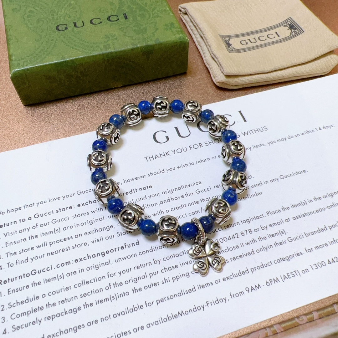 新品发布Gucci古驰手链男女同款 最新款青金石手链档次更高Anger Forest系列双g手链 5