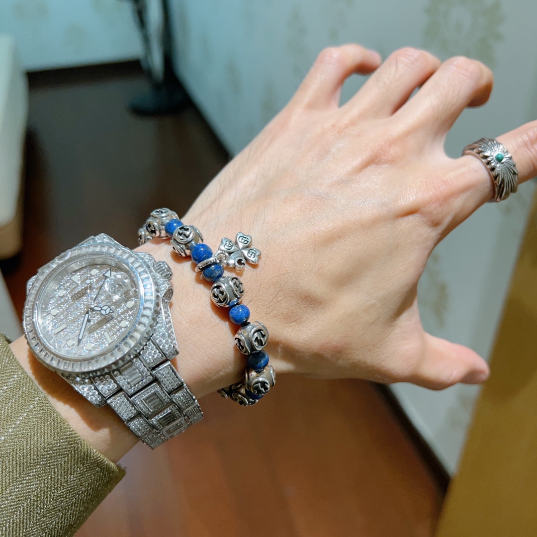 新品发布Gucci古驰手链男女同款 最新款青金石手链档次更高Anger Forest系列双g手链 6