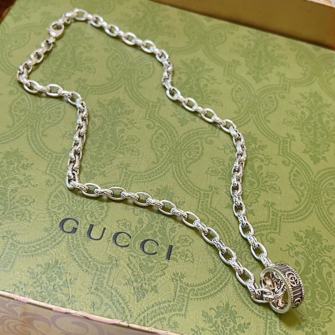 Gucci古驰项链最新款加粗链条档次更高Anger Forest系列双G吊坠古驰项链 8