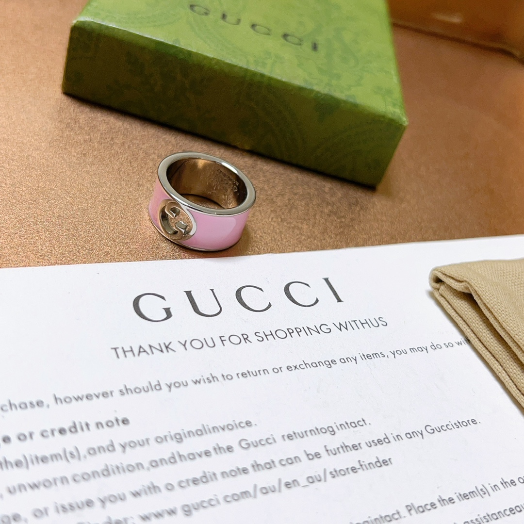 Gucci古驰戒指最新款式时尚气质档次更高Anger Forest系列双G纯手工制作工艺 古驰戒指 5