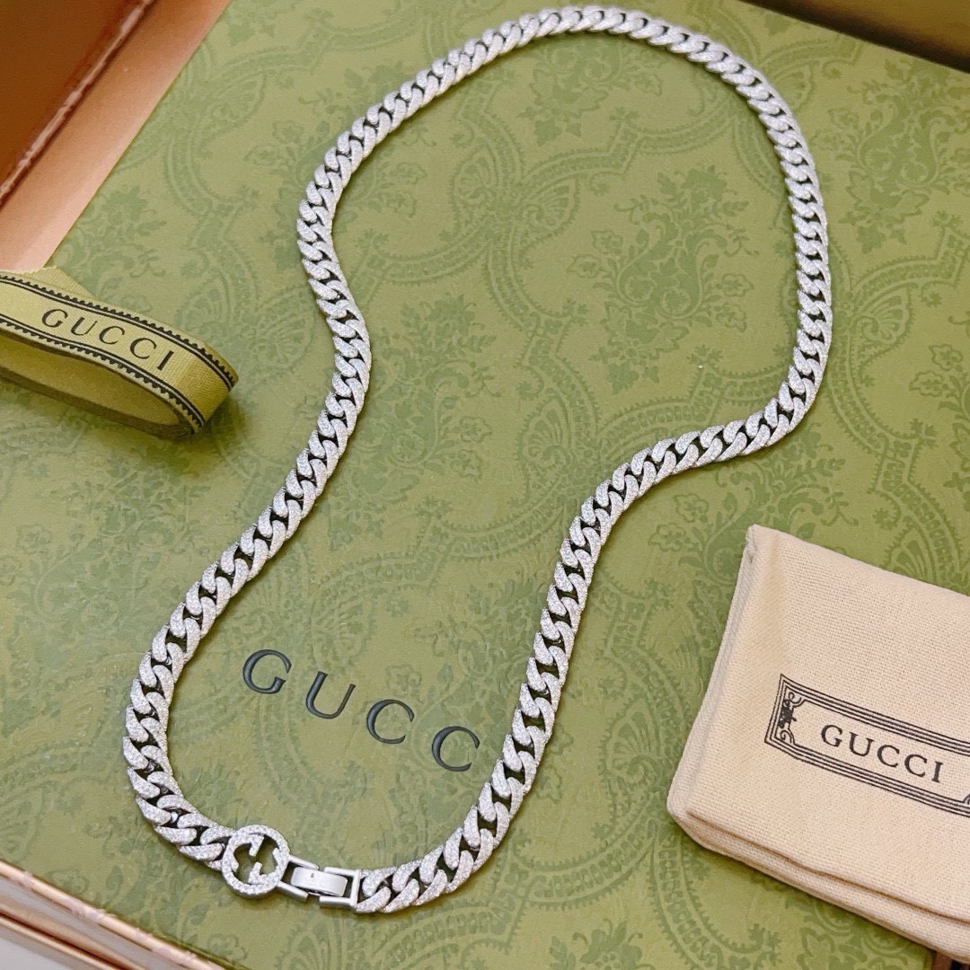 奢华款)Gucci古驰项链最新款满钻链条档次更高 9