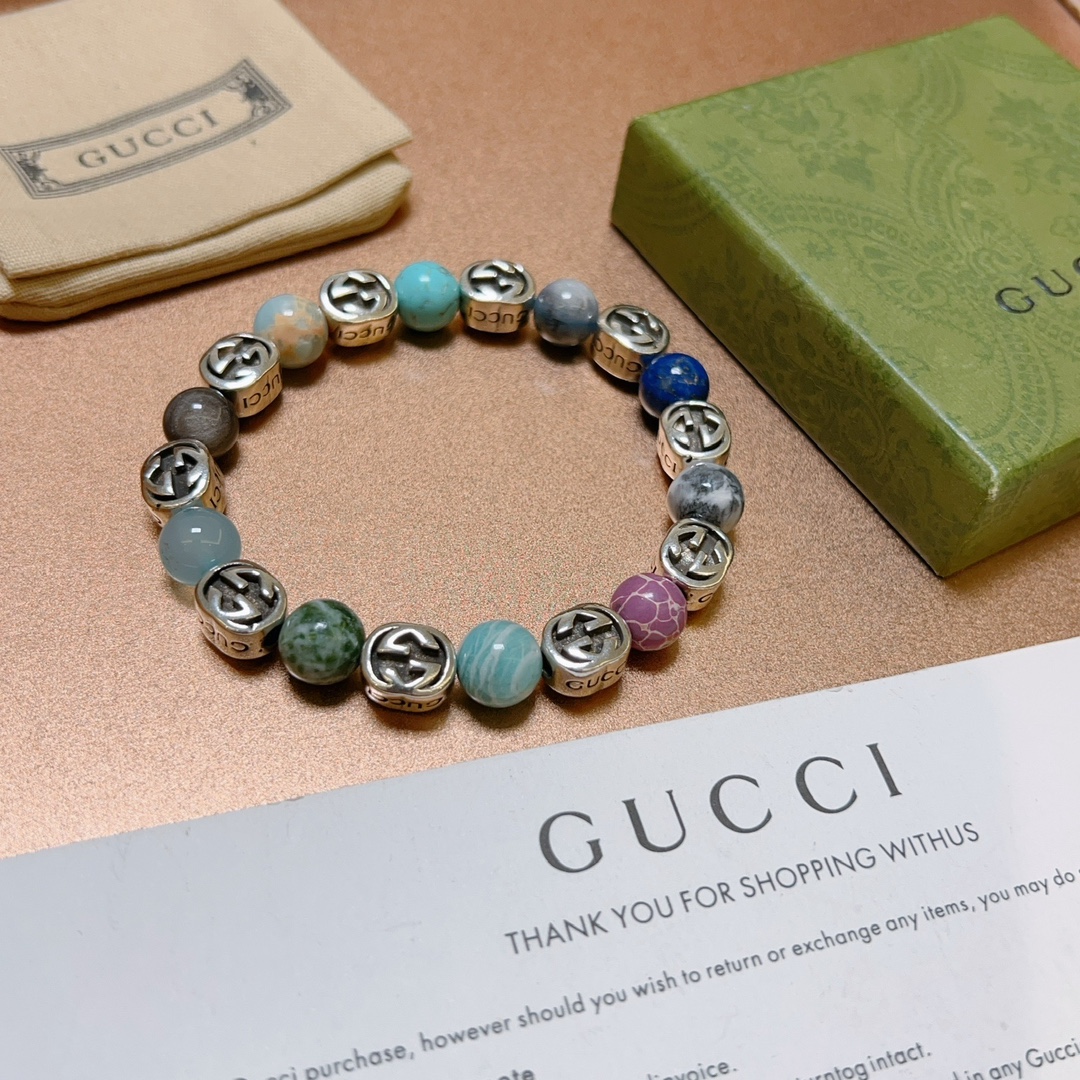 新品发布👒Gucci古驰手链男女同款 最新款混合玛瑙手链档次更高Anger Forest系列双g水晶手链 7