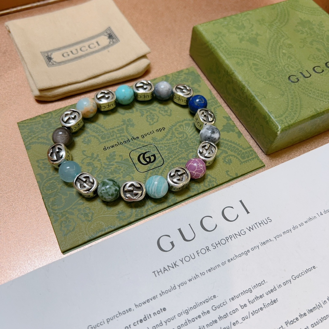 新品发布👒Gucci古驰手链男女同款 最新款混合玛瑙手链档次更高Anger Forest系列双g水晶手链 6
