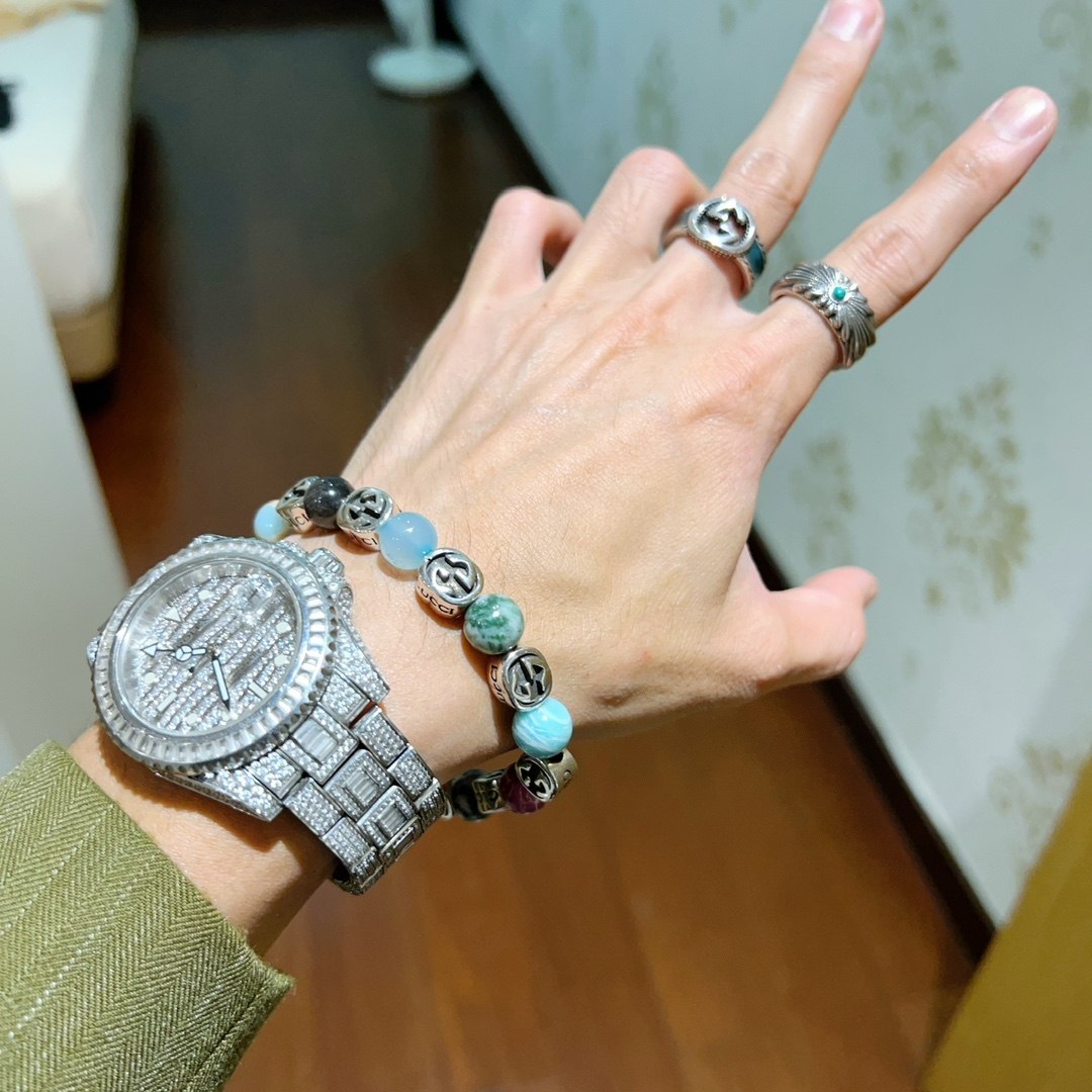 新品发布👒Gucci古驰手链男女同款 最新款混合玛瑙手链档次更高Anger Forest系列双g水晶手链 5