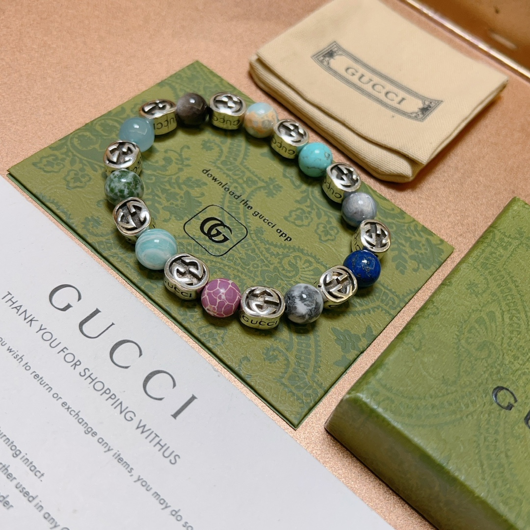 新品发布👒Gucci古驰手链男女同款 最新款混合玛瑙手链档次更高Anger Forest系列双g水晶手链 4