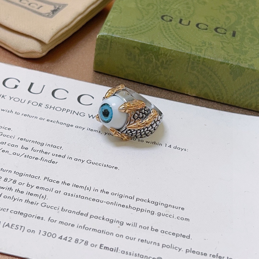 Gucci古驰戒指最新款式虎眼档次更高Anger Forest系列双G纯手工制作工艺 古驰戒指 5