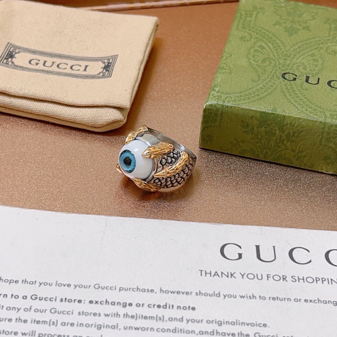 Gucci古驰戒指最新款式虎眼档次更高Anger Forest系列双G纯手工制作工艺 古驰戒指 7