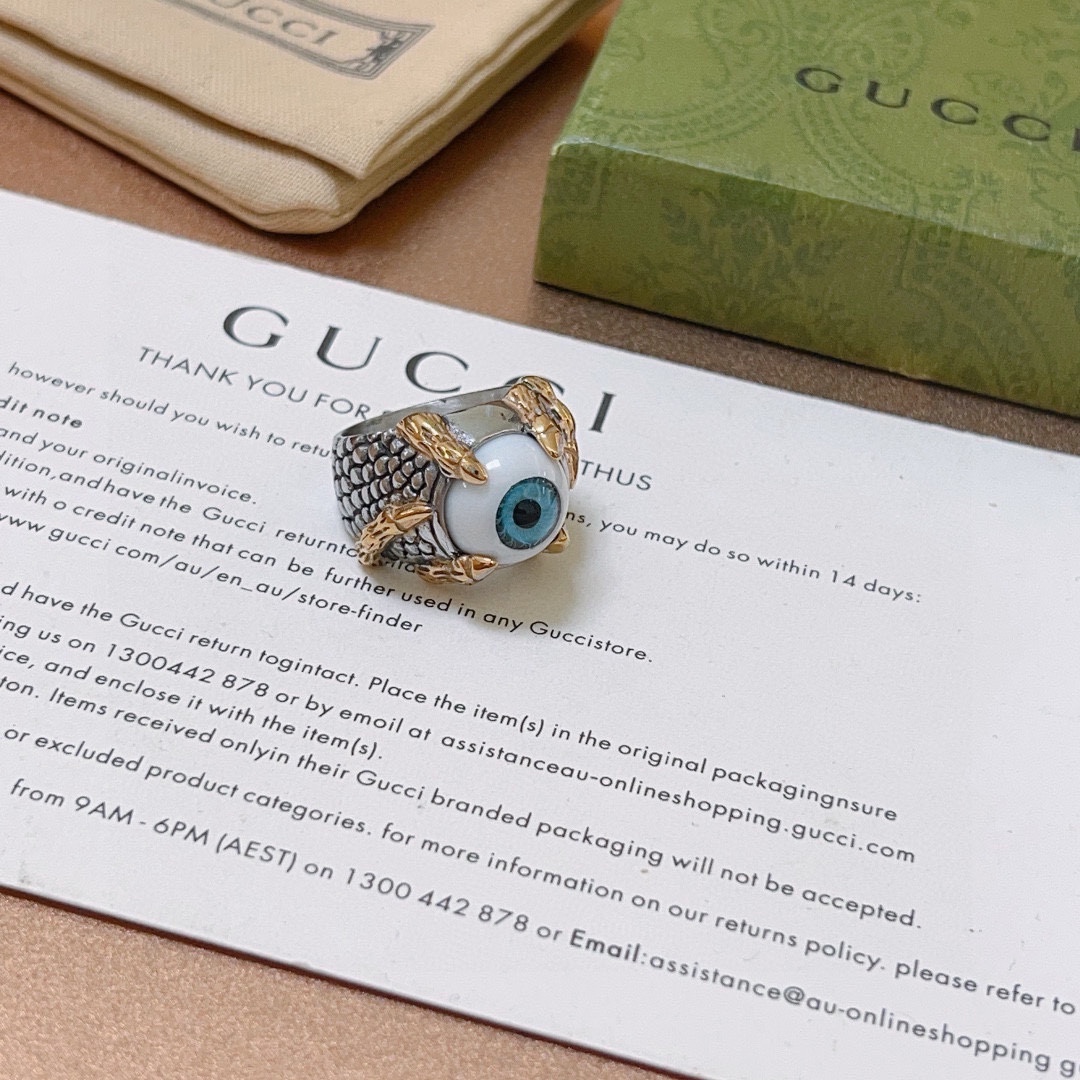 Gucci古驰戒指最新款式虎眼档次更高Anger Forest系列双G纯手工制作工艺 古驰戒指 2