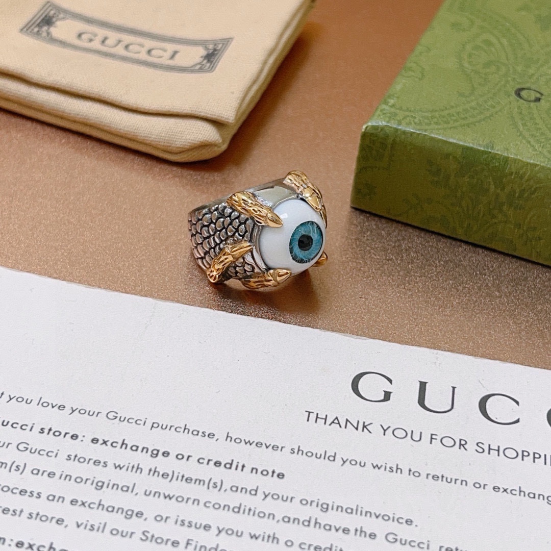 Gucci古驰戒指最新款式虎眼档次更高Anger Forest系列双G纯手工制作工艺 古驰戒指 4