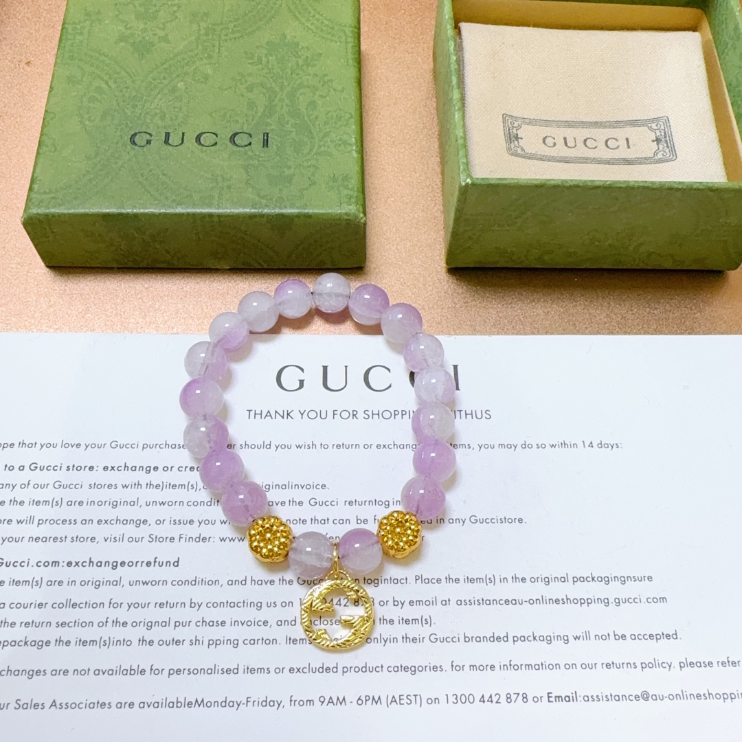 新品发布👒Gucci古驰手链男女同款 最新款水晶爆珠手链档次更高Anger Forest系列双g水晶手链 8